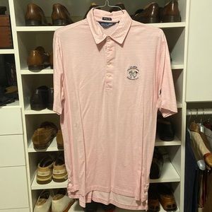 Ralph Lauren mens pink striped polo golf shirt